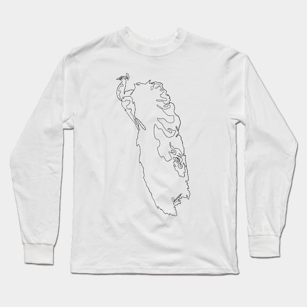 Peacock Black Lineart Long Sleeve T-Shirt by Orianartistic